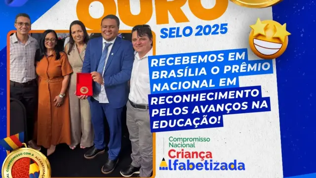 Lagoa da Confusão recebe Selo Ouro em Brasília e consolida destaque nacional na alfabetização